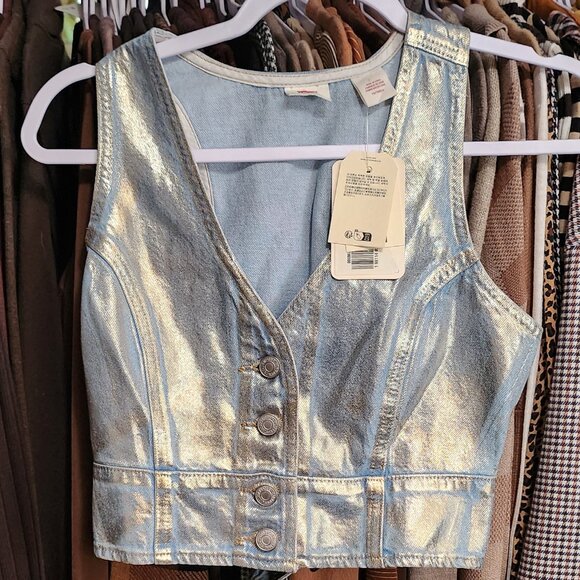 Levi's Metallic Denim Vest - Picture 1 of 7